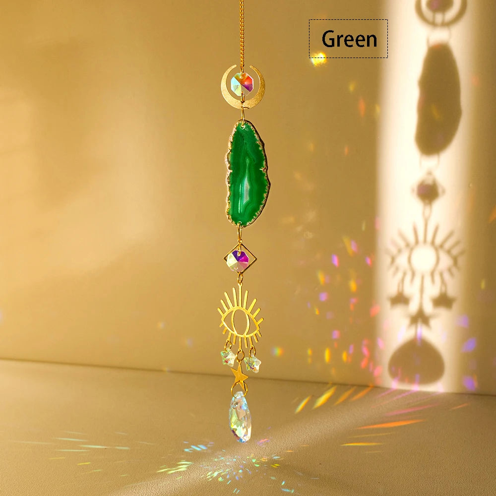 Natural Stones Agate Sun Catcher Agate Sun Catcher For Rainbow Maker Hanging Crystal Witch Suncatcher Windchime Wall Decor