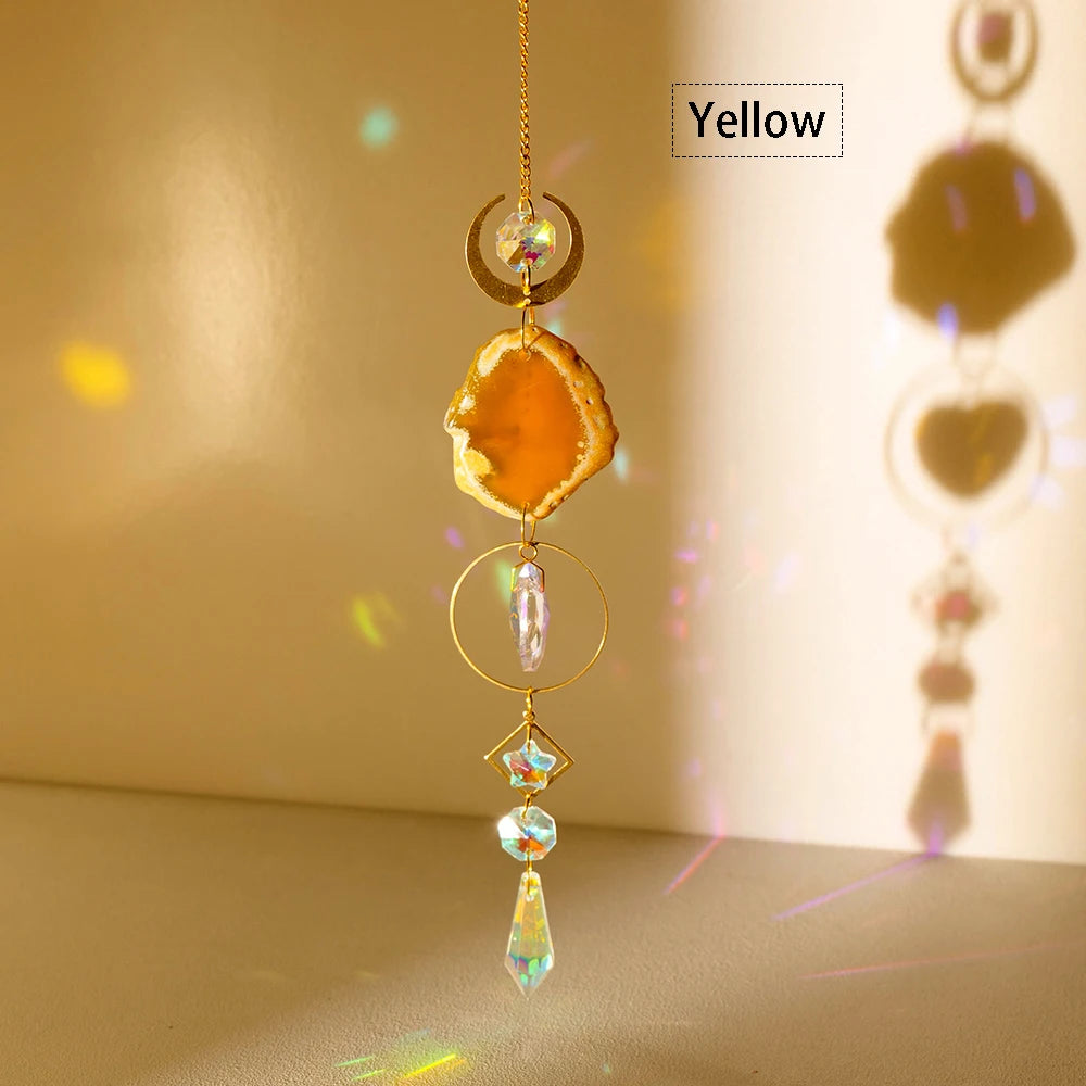 Natural Stones Agate Sun Catcher Agate Sun Catcher For Rainbow Maker Hanging Crystal Witch Suncatcher Windchime Wall Decor