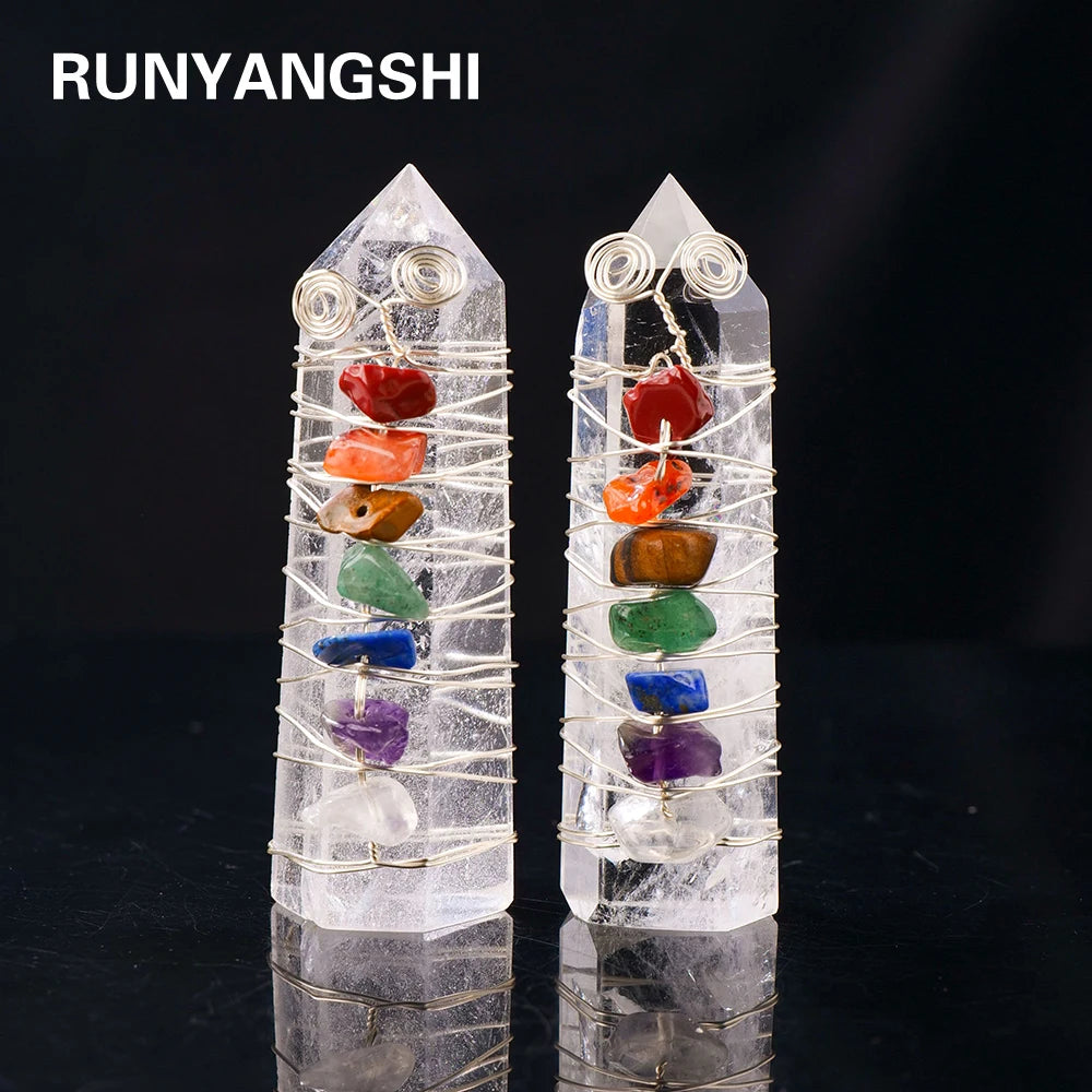 Natural Stones Clear Quartz Crystal Magic Point Seven Chakra Healing Stone  Home Decor Reiki Polished Crafts 1PC