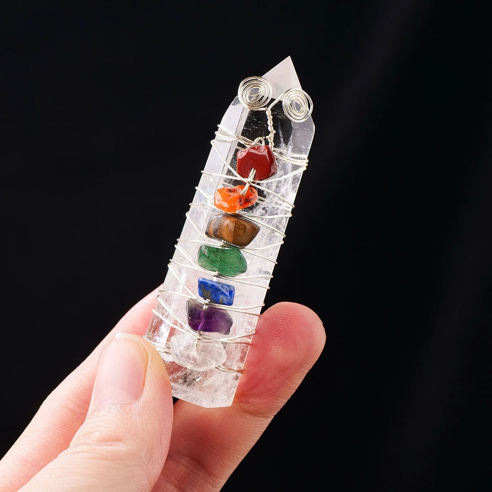 Natural Stones Clear Quartz Crystal Magic Point Seven Chakra Healing Stone  Home Decor Reiki Polished Crafts 1PC