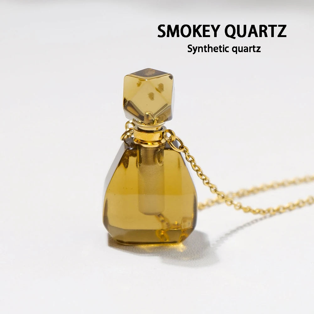 Natural Stones Rose Quartz Crystal Essential Oil Bottle Animal Pet Ashes Collection Anniversary Pendant Jewelry