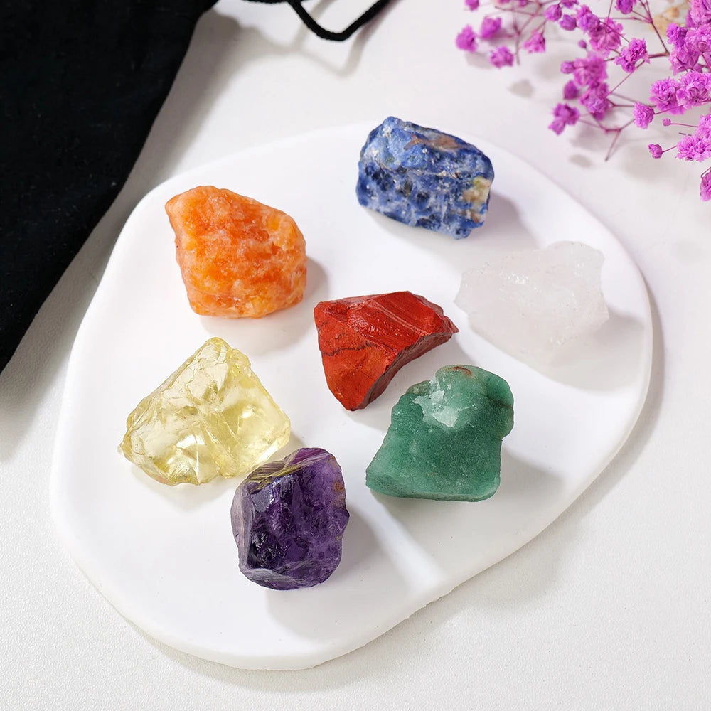 Natural Unpolished Gemstone Crystal Raw Stone 7pcs/Bag Chakra Healing Stone Yoga Home Decoration Jewelry Gift