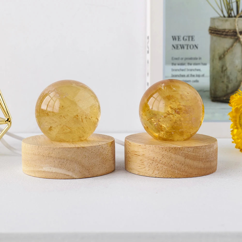 Natural Yellow Calcite Crystal Ball Led Atmosphere Best Creative Decoration New Strange Gift Night