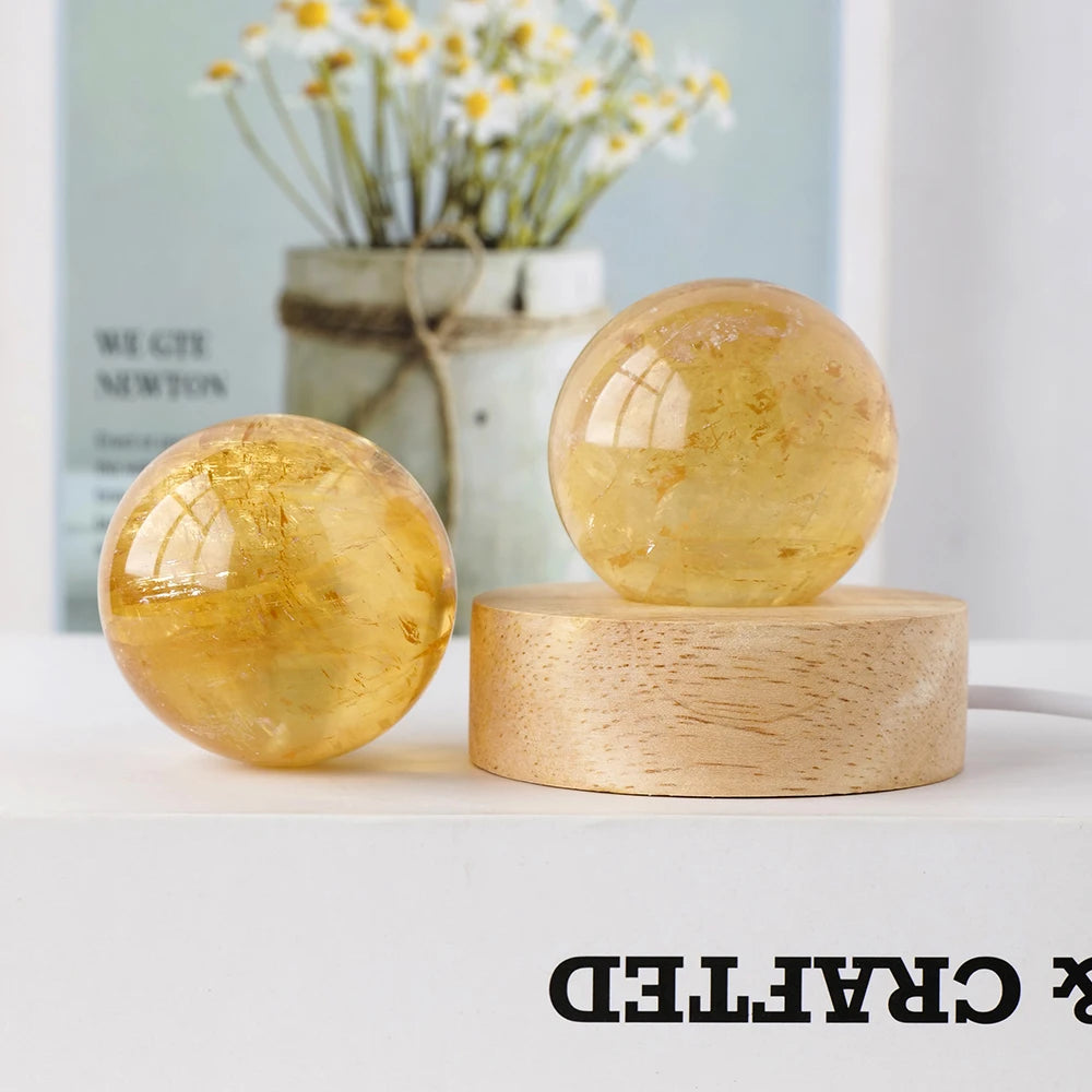 Natural Yellow Calcite Crystal Ball Led Atmosphere Best Creative Decoration New Strange Gift Night