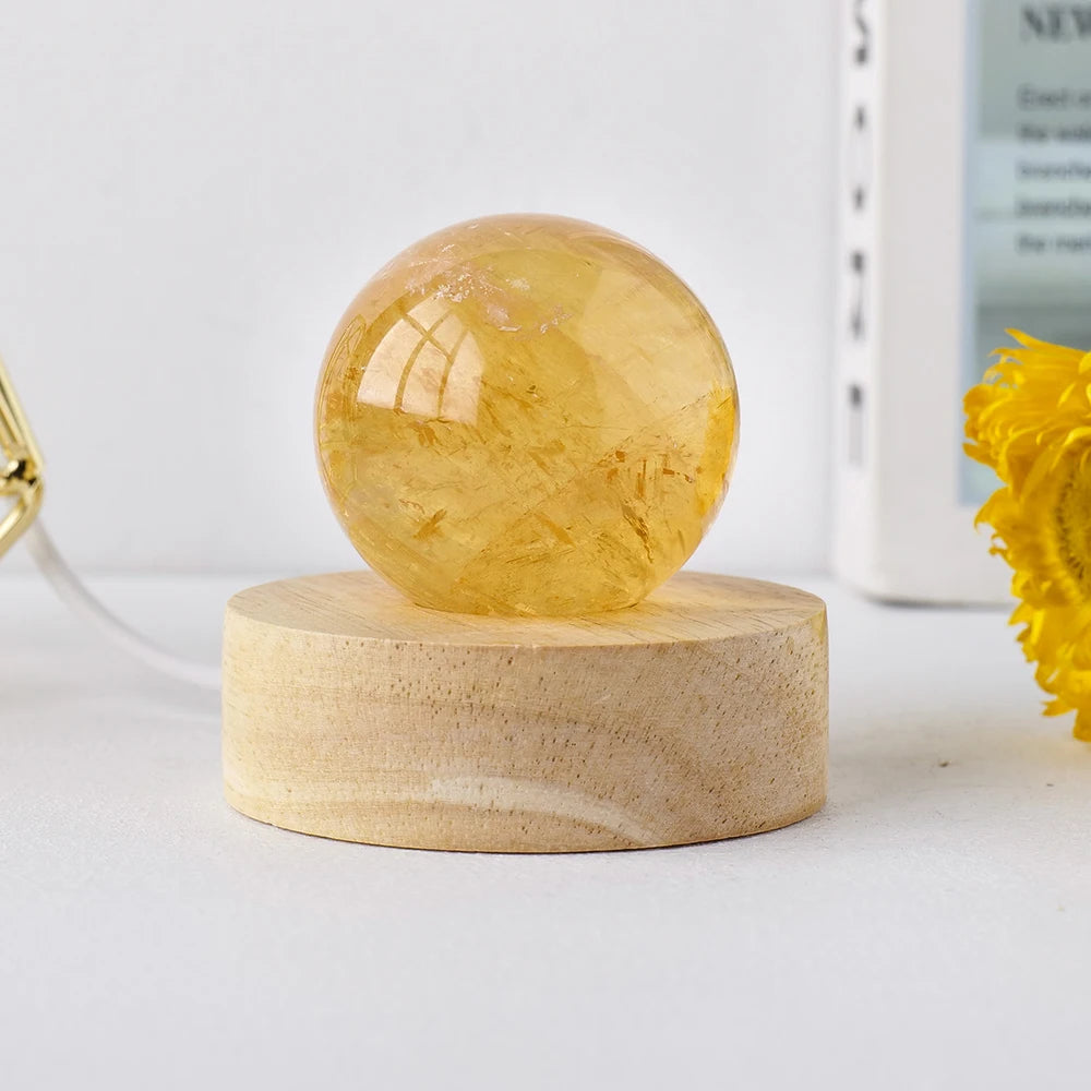 Natural Yellow Calcite Crystal Ball Led Atmosphere Best Creative Decoration New Strange Gift Night