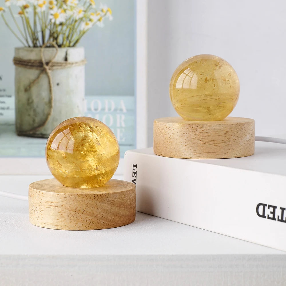 Natural Yellow Calcite Crystal Ball Led Atmosphere Best Creative Decoration New Strange Gift Night