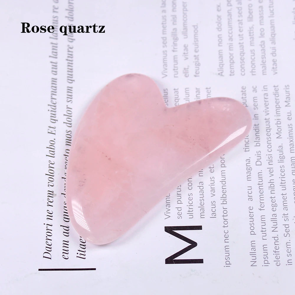 Natural crystal rose Quartz Gua Sha Board Green Jade Stone Body Facial Eye Scraping Plate Acupuncture Massage Relaxation Health