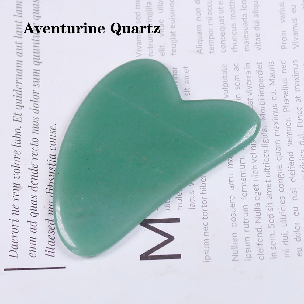 Natural crystal rose Quartz Gua Sha Board Green Jade Stone Body Facial Eye Scraping Plate Acupuncture Massage Relaxation Health