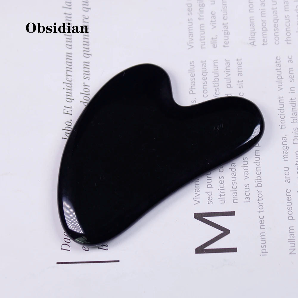 Natural crystal rose Quartz Gua Sha Board Green Jade Stone Body Facial Eye Scraping Plate Acupuncture Massage Relaxation Health