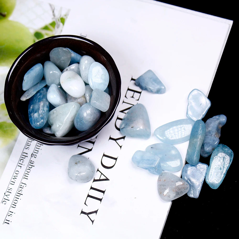 Natural crystal stone Aquamarine Protolith  Tumbled Stone Healing Reiki Crystal Chakra Home Decor Garden Flower Decorative