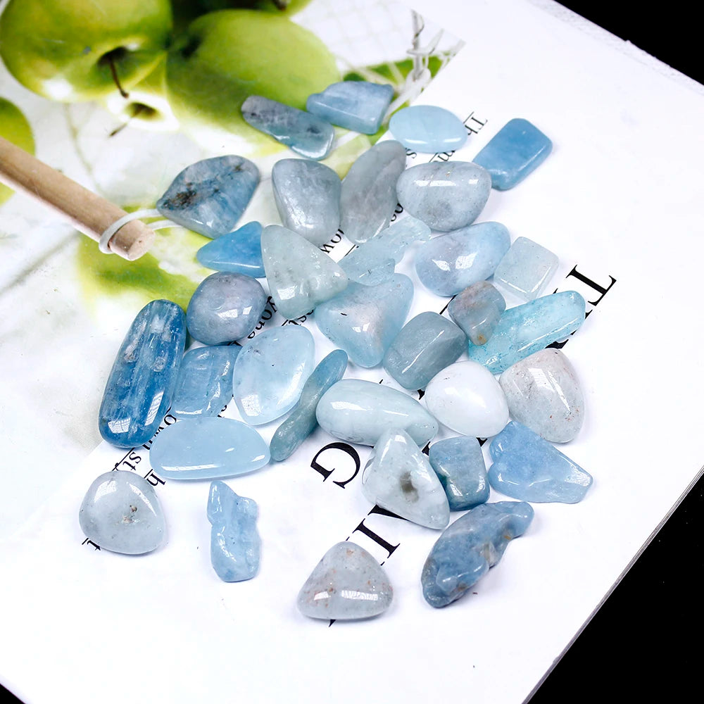 Natural crystal stone Aquamarine Protolith  Tumbled Stone Healing Reiki Crystal Chakra Home Decor Garden Flower Decorative