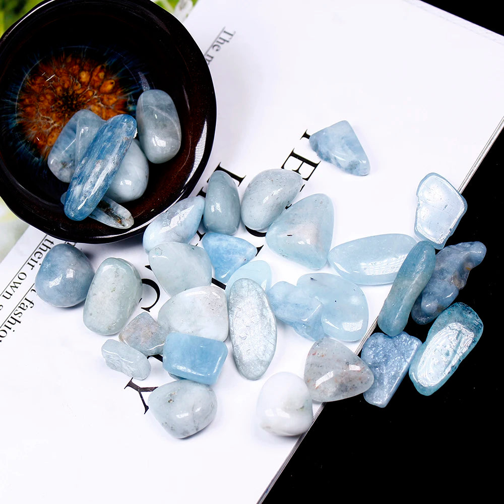 Natural crystal stone Aquamarine Protolith  Tumbled Stone Healing Reiki Crystal Chakra Home Decor Garden Flower Decorative