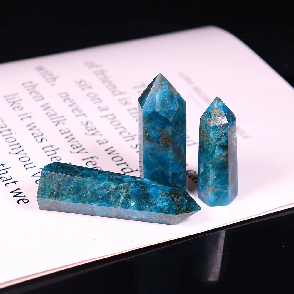 Natural crystal stone apatite Crystal wand Healing Stone Hexagonal Prisms Obelisk Wand Treatment Stone DIY Gift