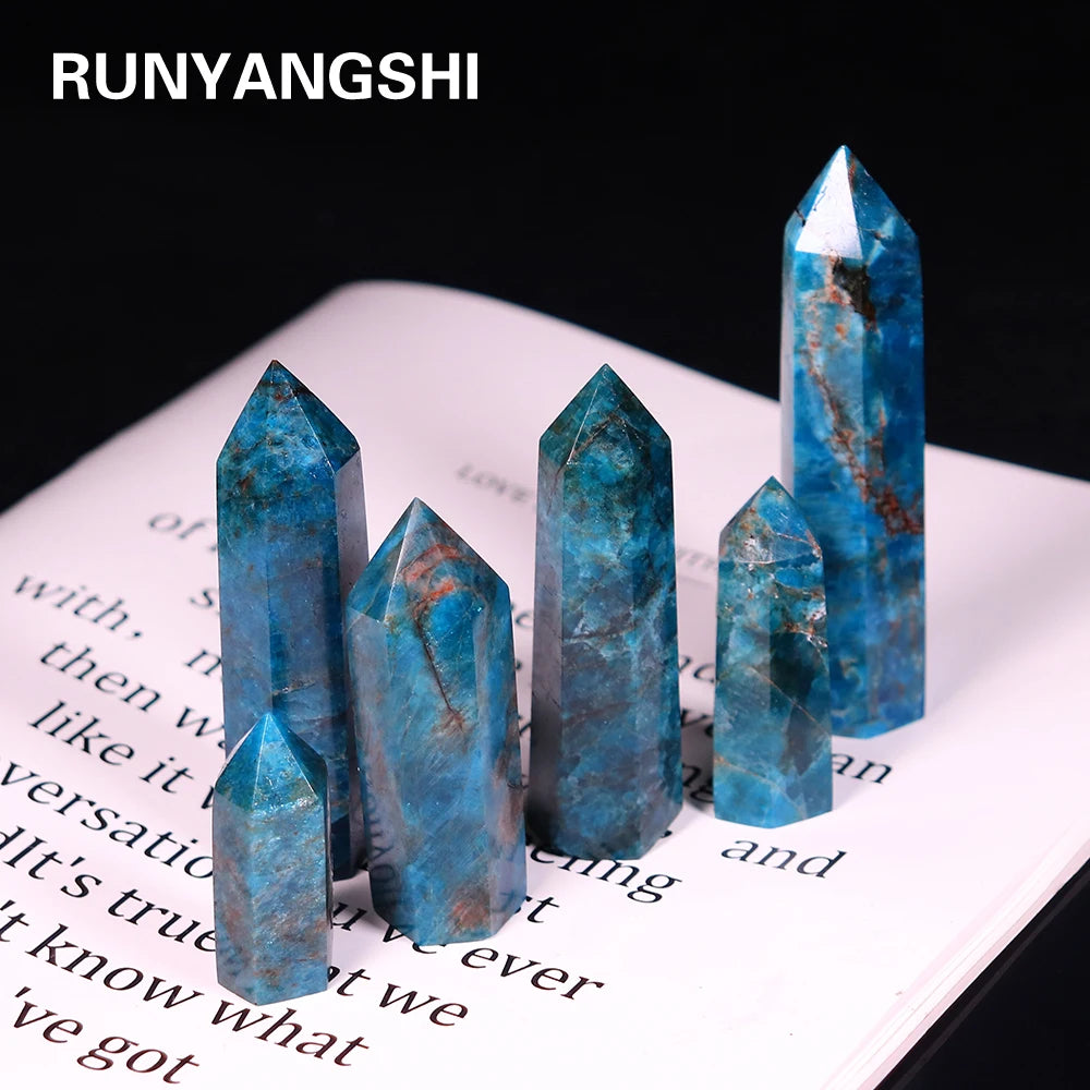 Natural crystal stone apatite Crystal wand Healing Stone Hexagonal Prisms Obelisk Wand Treatment Stone DIY Gift