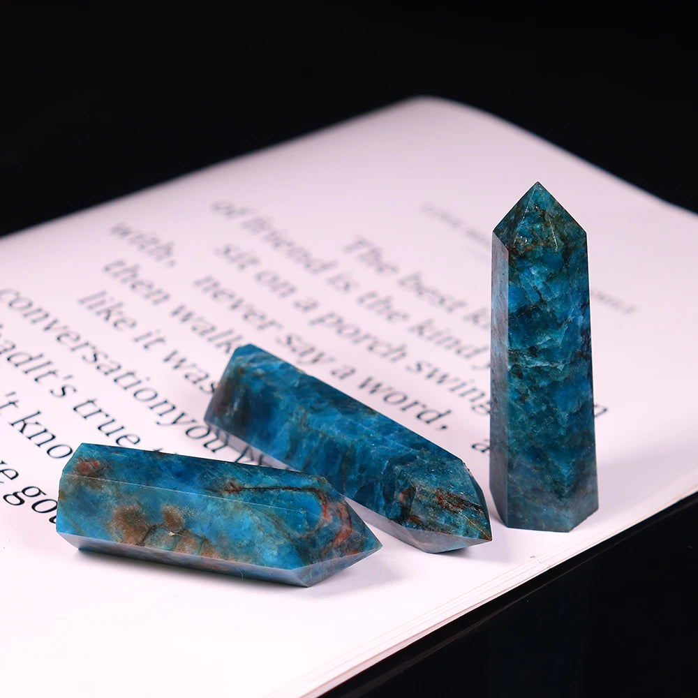 Natural crystal stone apatite Crystal wand Healing Stone Hexagonal Prisms Obelisk Wand Treatment Stone DIY Gift