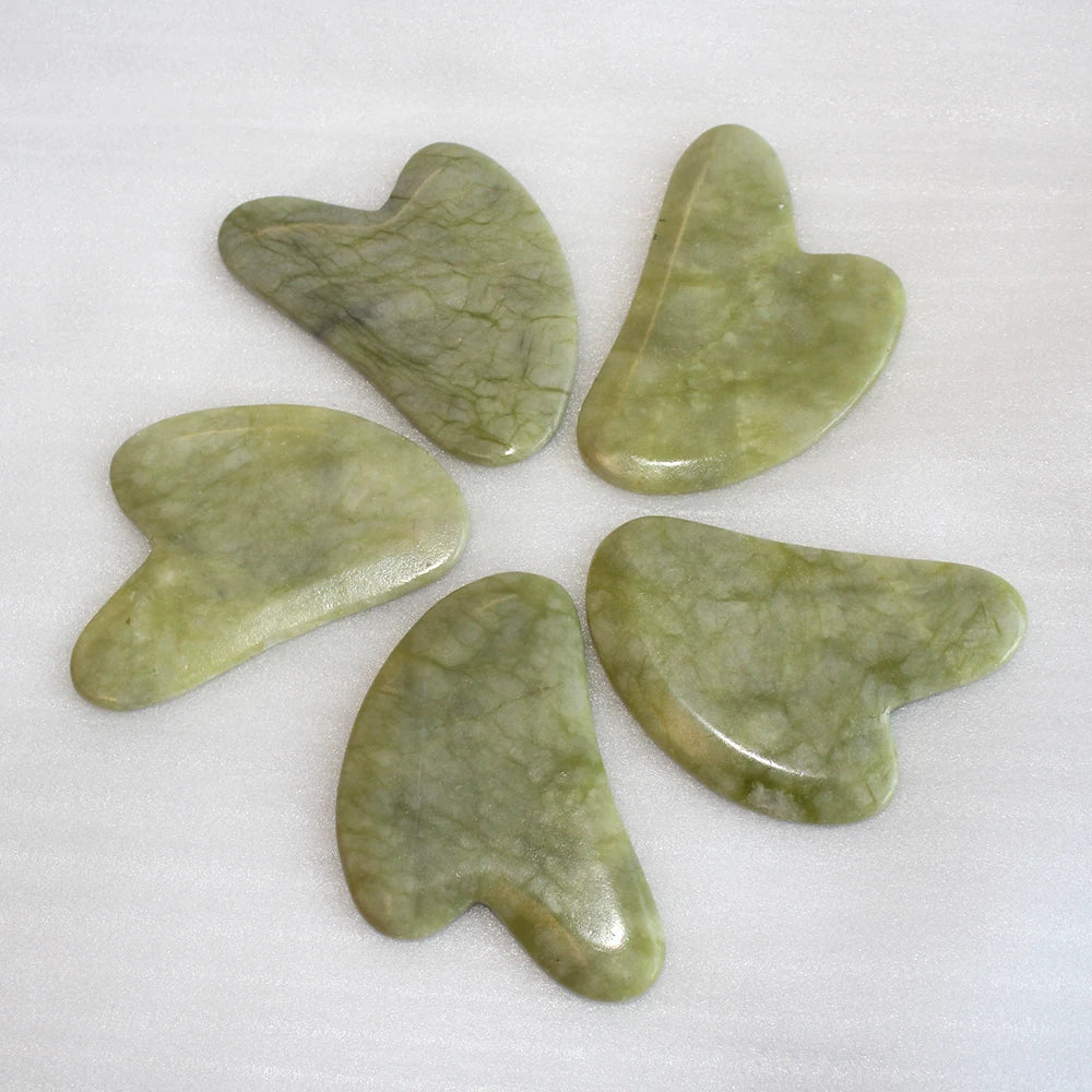 Natural green jade Gua Sha Board Pink Jade Stone Body Facial Eye Scraping Plate Acupuncture Massage Relaxation Health Care 1