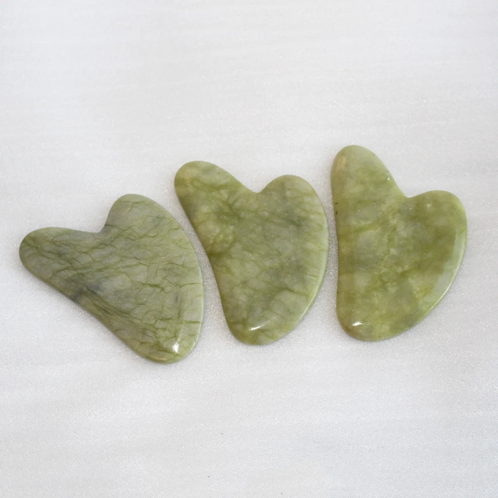 Natural green jade Gua Sha Board Pink Jade Stone Body Facial Eye Scraping Plate Acupuncture Massage Relaxation Health Care 1