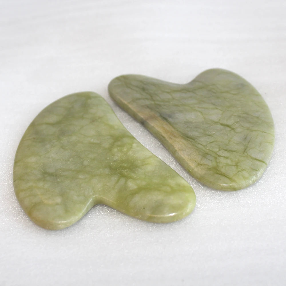 Natural green jade Gua Sha Board Pink Jade Stone Body Facial Eye Scraping Plate Acupuncture Massage Relaxation Health Care 1