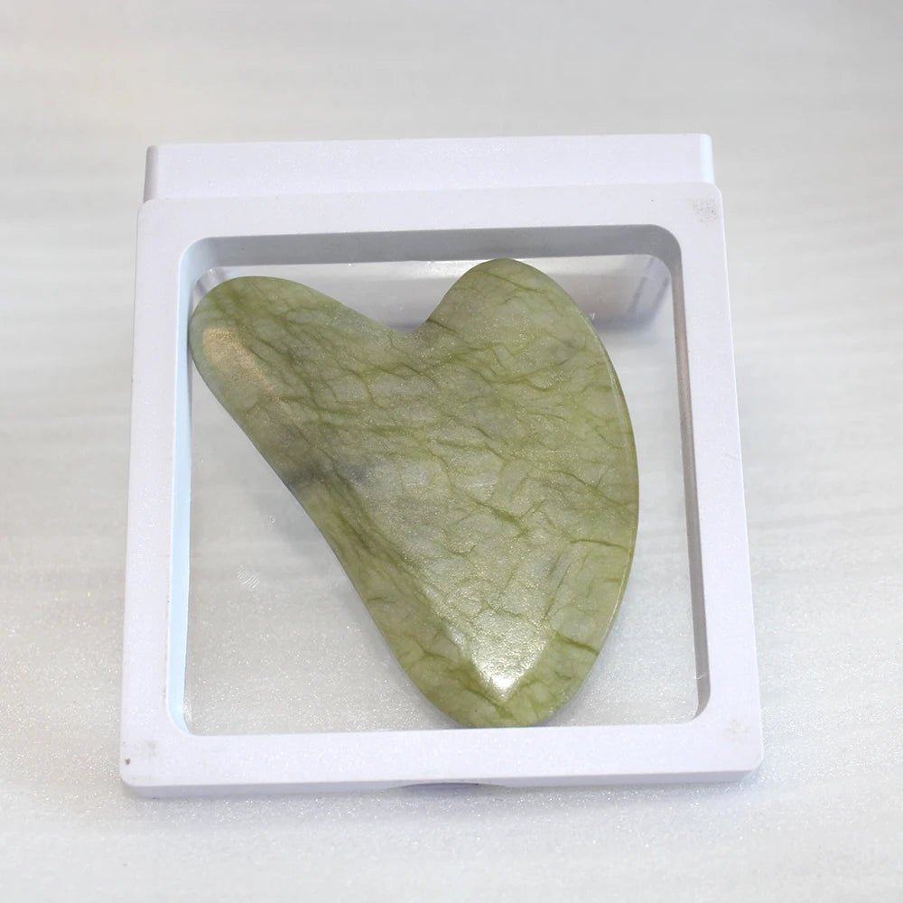 Natural green jade Gua Sha Board Pink Jade Stone Body Facial Eye Scraping Plate Acupuncture Massage Relaxation Health Care 1