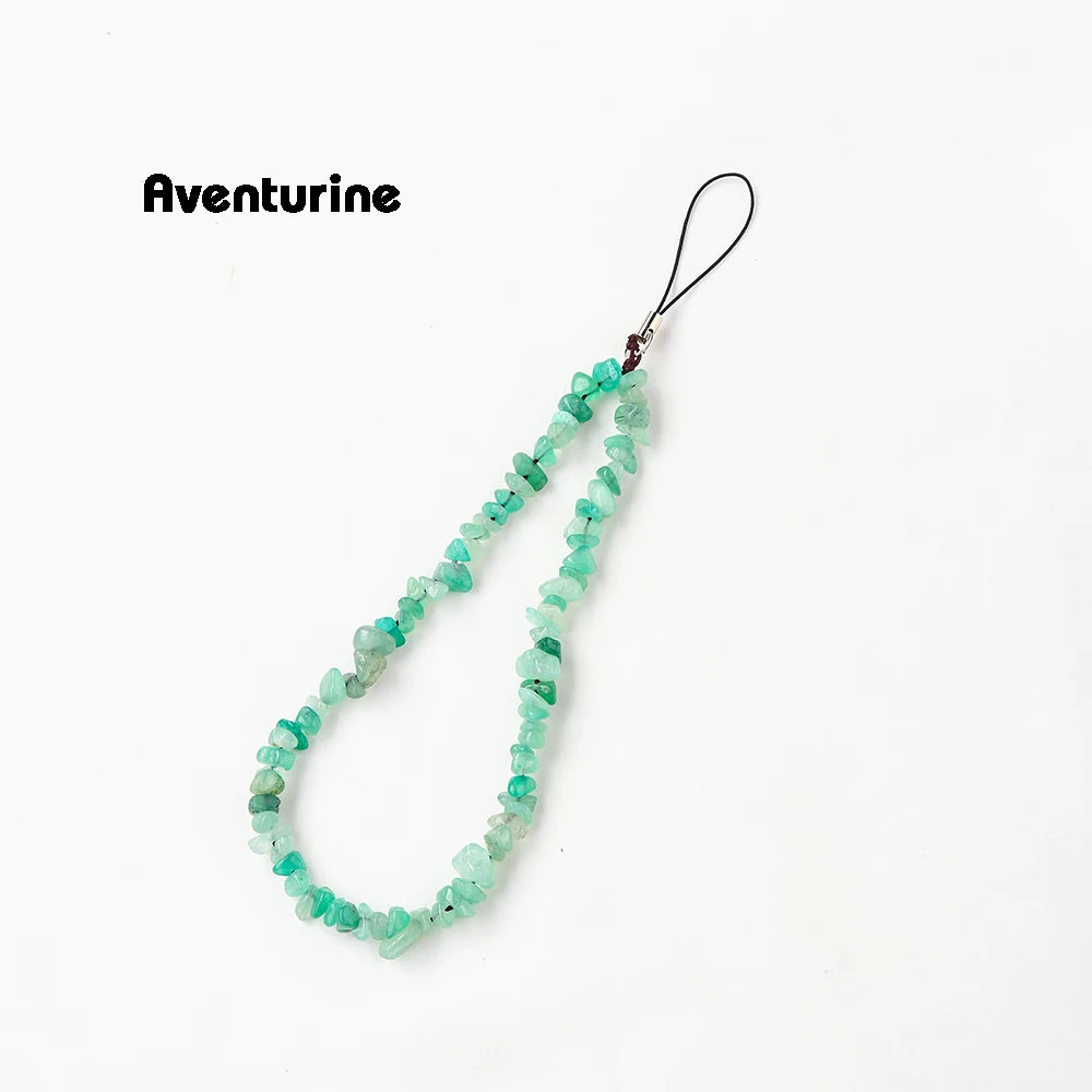 Phone Chain Hanging Natural Stone Crystal Gravel  DIY Key Buckle Mobile Pendant Healing Gemstone Phone Cord Rope Hanging Cord