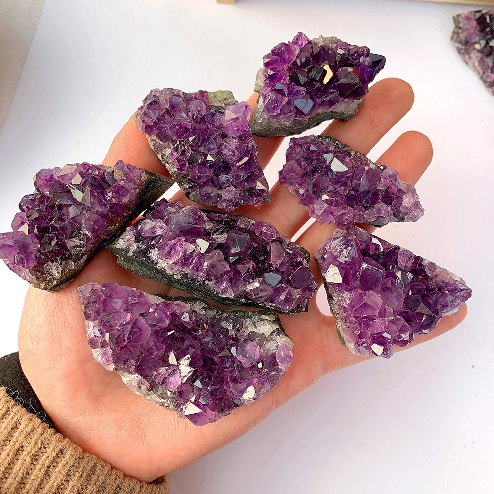 Buyde 1Pc High Quality Uruguay Amethyst Raw Stone Natural Amethyst Cluster Dark Purple Quartz Energy Decoration