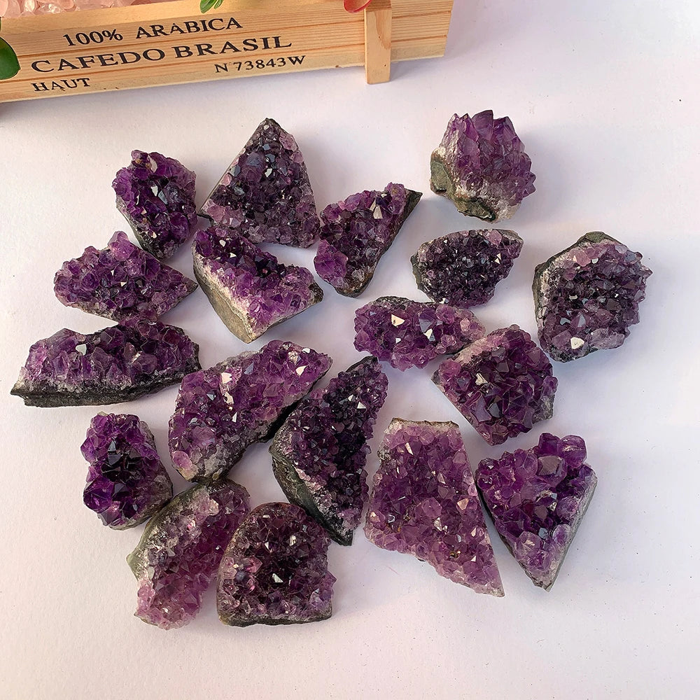 Buyde 1Pc High Quality Uruguay Amethyst Raw Stone Natural Amethyst Cluster Dark Purple Quartz Energy Decoration