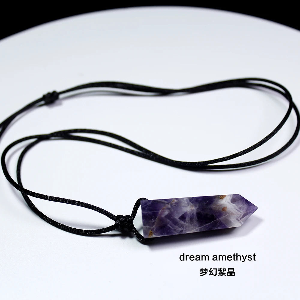 Buyde 1pc  Healing crystal Point Chakra Pendants Hexagonal Quartz Crystals Bullet Shape Stone DIY Pendulum Beads Jewelry