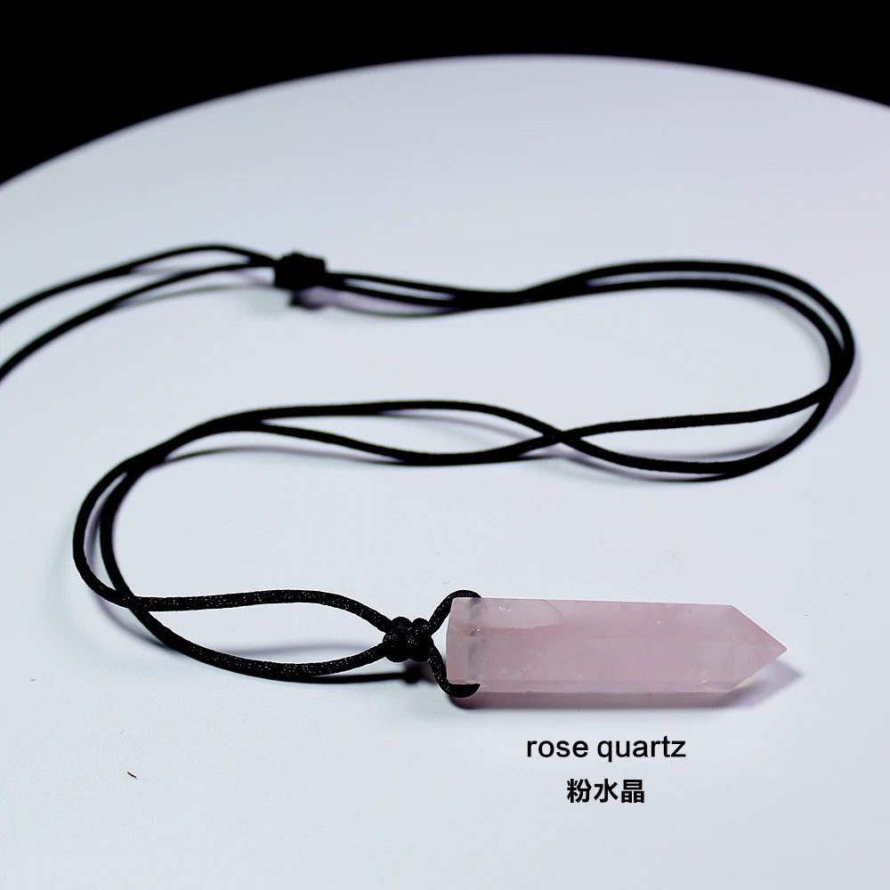 Buyde 1pc  Healing crystal Point Chakra Pendants Hexagonal Quartz Crystals Bullet Shape Stone DIY Pendulum Beads Jewelry