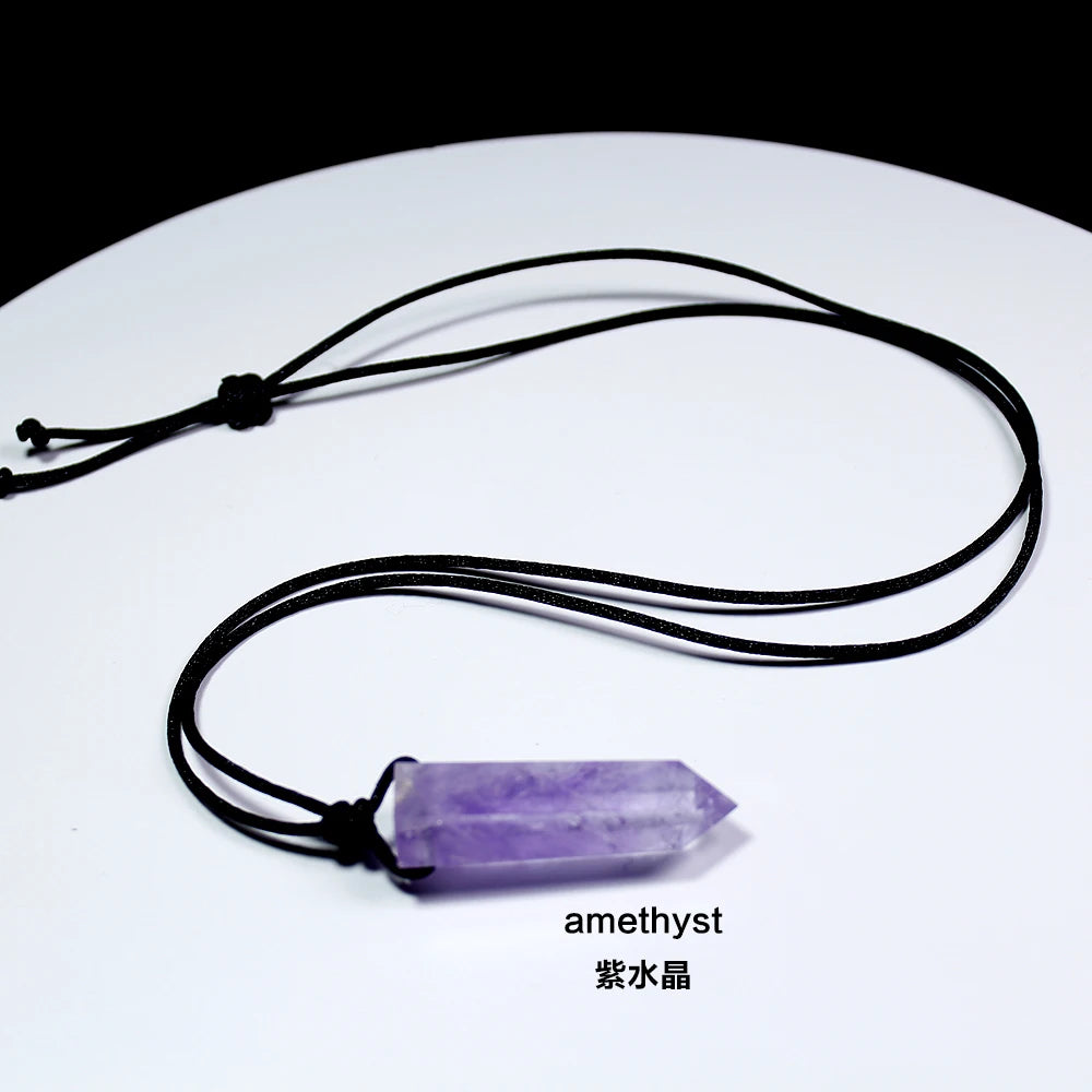 Buyde 1pc  Healing crystal Point Chakra Pendants Hexagonal Quartz Crystals Bullet Shape Stone DIY Pendulum Beads Jewelry