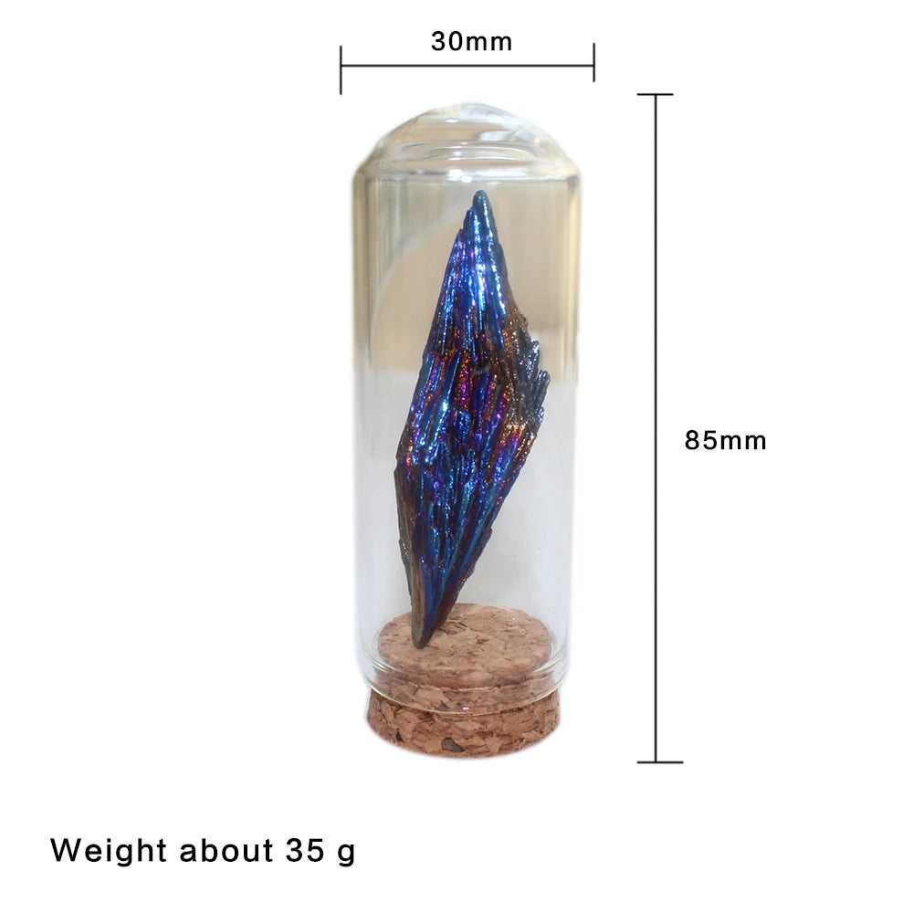 Buyde 1pc Natural crystal tourmaline Electroplating Blue Peacock Tail Feather Decorative Landscape Bottle