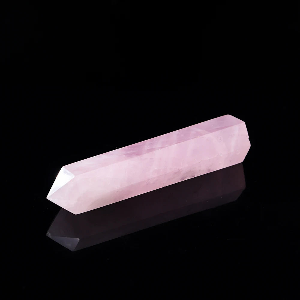 Buyde 1pc Natural rose quartz crystal point  Pink crystal column Hand polished hexagon for Home Furnishing decoration