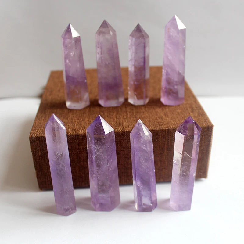 Buyde Beautiful Natural crystal column Amethyst raw stone grinding high quality crystal handicraft six prism ZH39