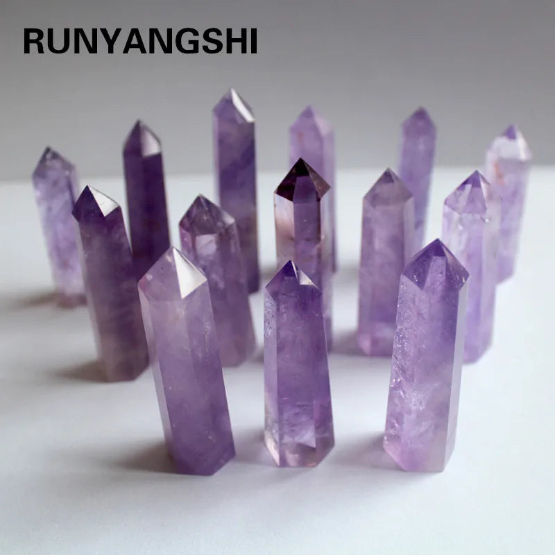 Buyde Beautiful Natural crystal column Amethyst raw stone grinding high quality crystal handicraft six prism ZH39