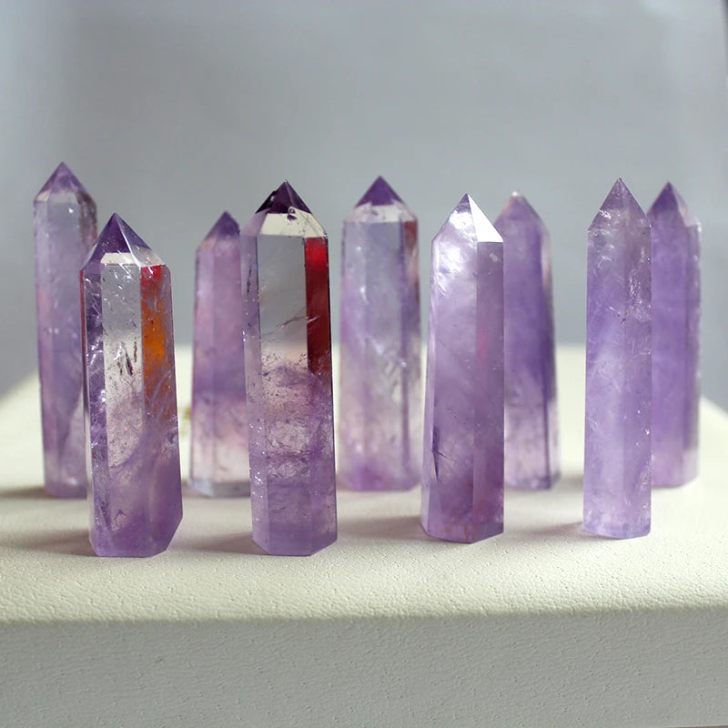 Buyde Beautiful Natural crystal column Amethyst raw stone grinding high quality crystal handicraft six prism ZH39