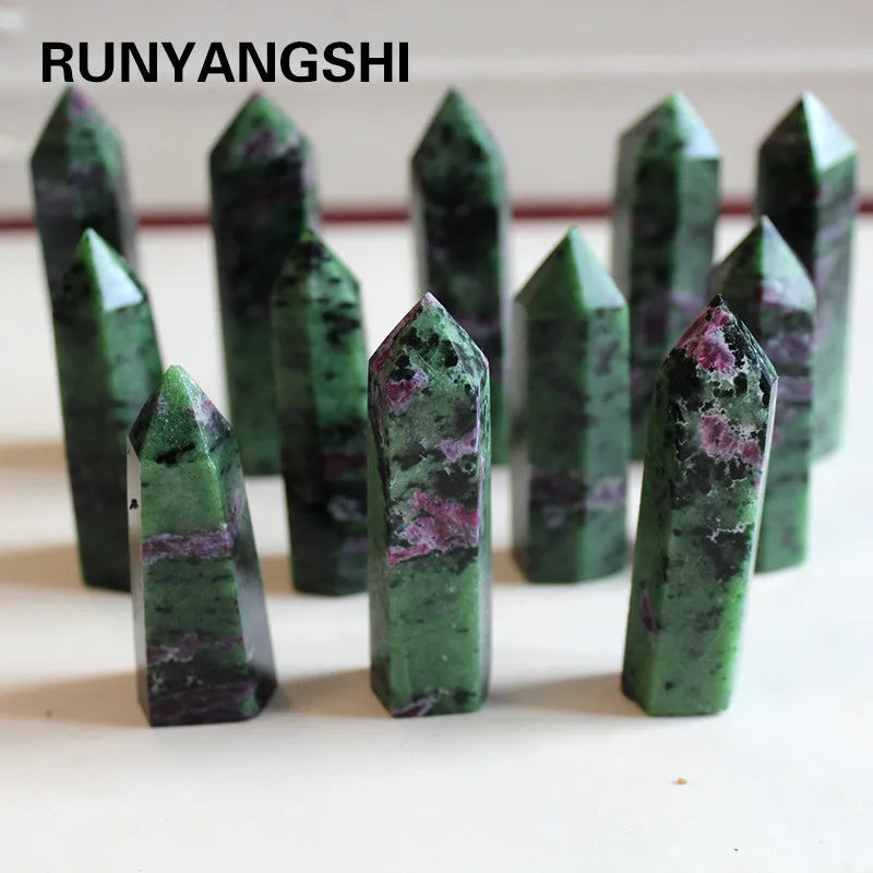 Buyde Beautiful natural crystal column epidote crystal Raw stone grinding six prism Crystal craftwork 5-7cm ZH40