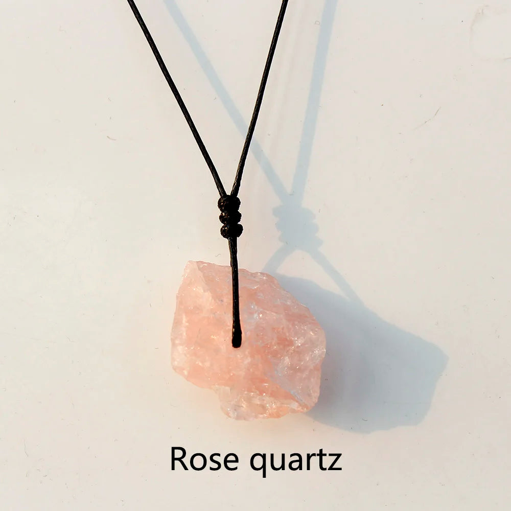 Buyde Natural Amethyst Raw Stone Pendant Unpolished quartz Eenergy Necklace Eliminate Bad Luck Gift