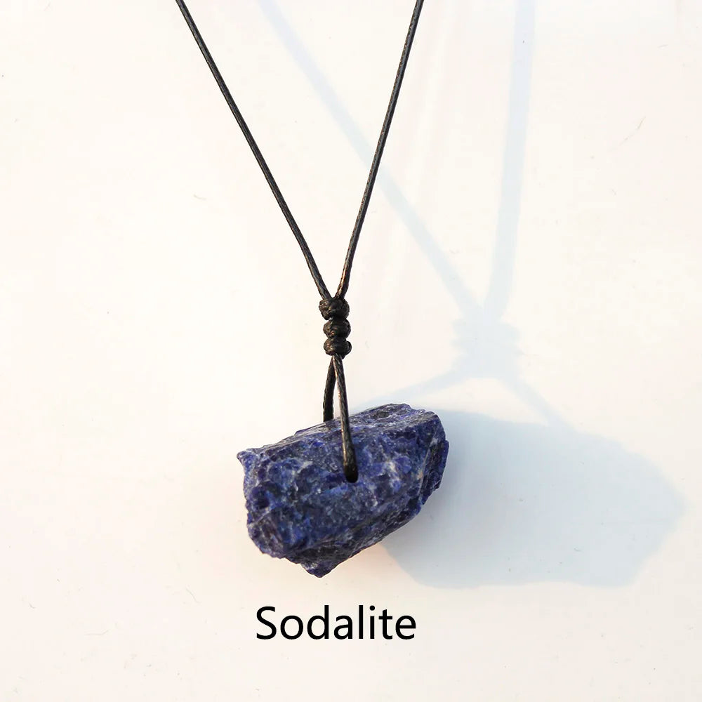 Buyde Natural Amethyst Raw Stone Pendant Unpolished quartz Eenergy Necklace Eliminate Bad Luck Gift