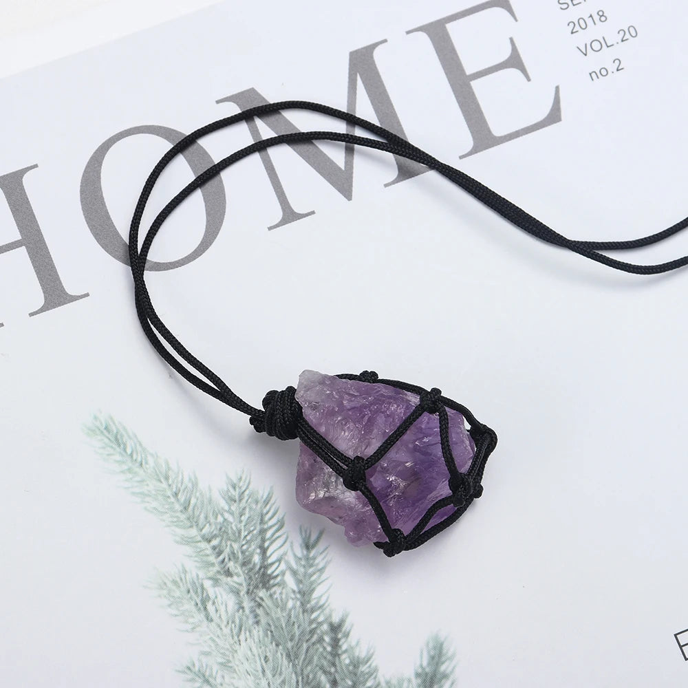 Buyde Natural Crystal Pendant Raw Stone Energy Necklace Gem Valentine's Day Gift Unpolished Quartz Decorate