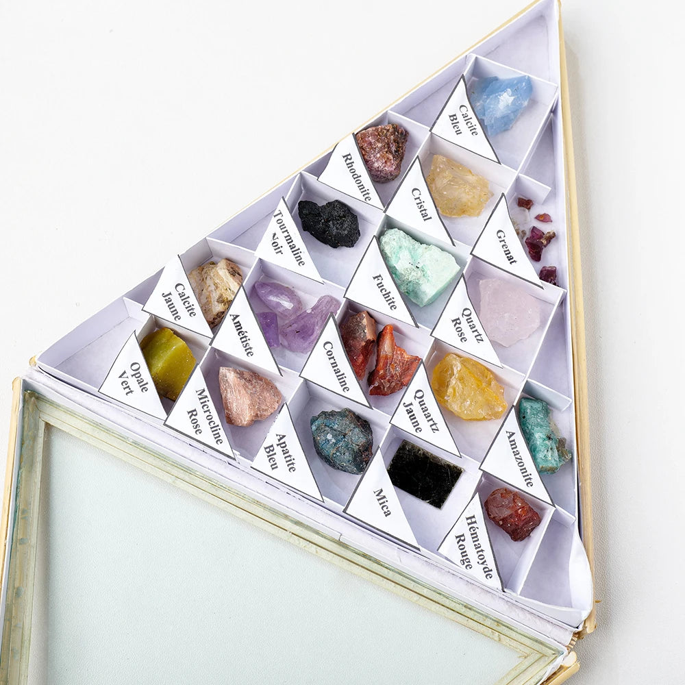 Buyde Natural Crystal Unpolished Healing Raw Stone Set Rough Mineral Specimen Gift Box For Meditation