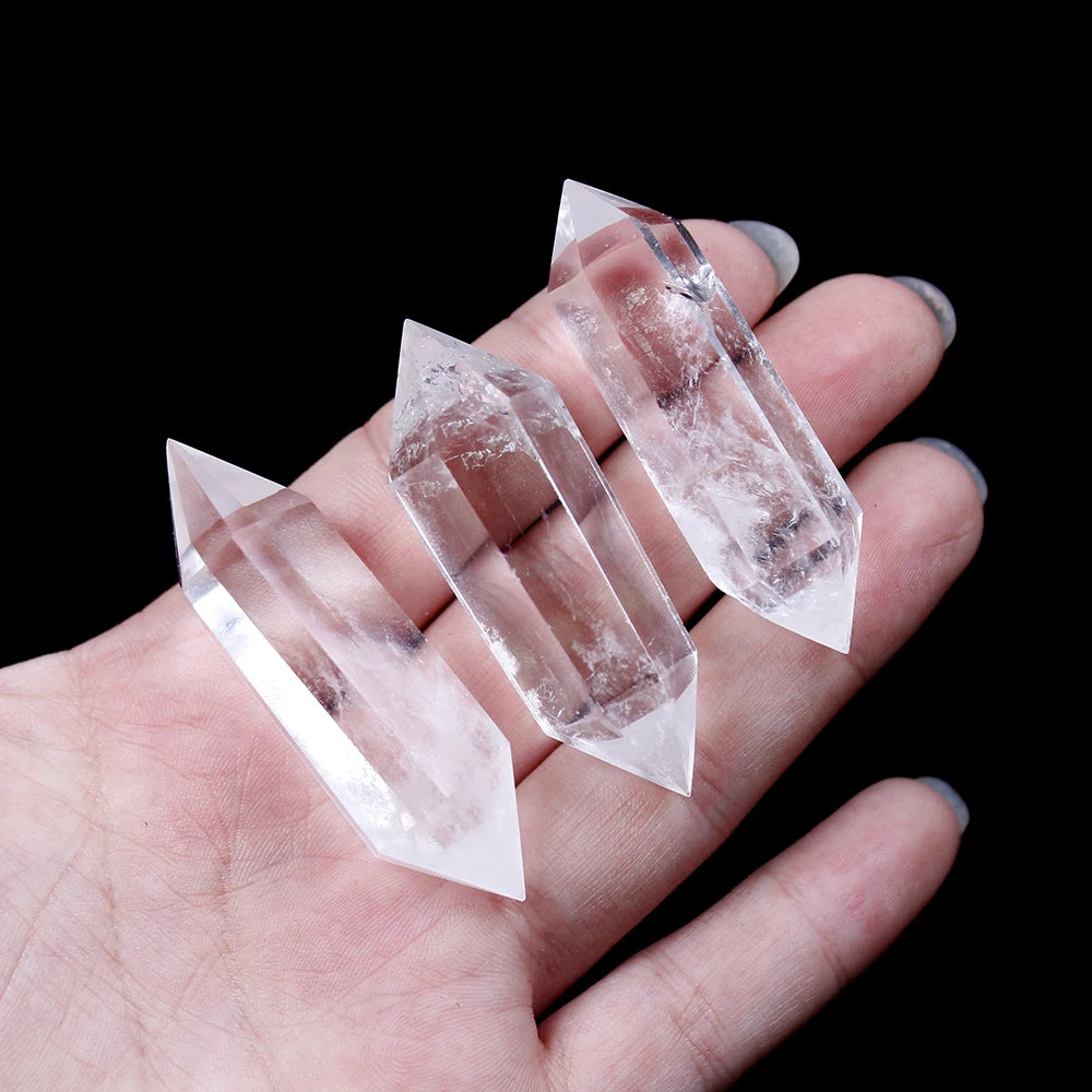 Buyde Natural White Crystal 40-60MM 100% Quartz Crystal Stone clear quartz Point Healing Hexagonal Wand Treatment Stone