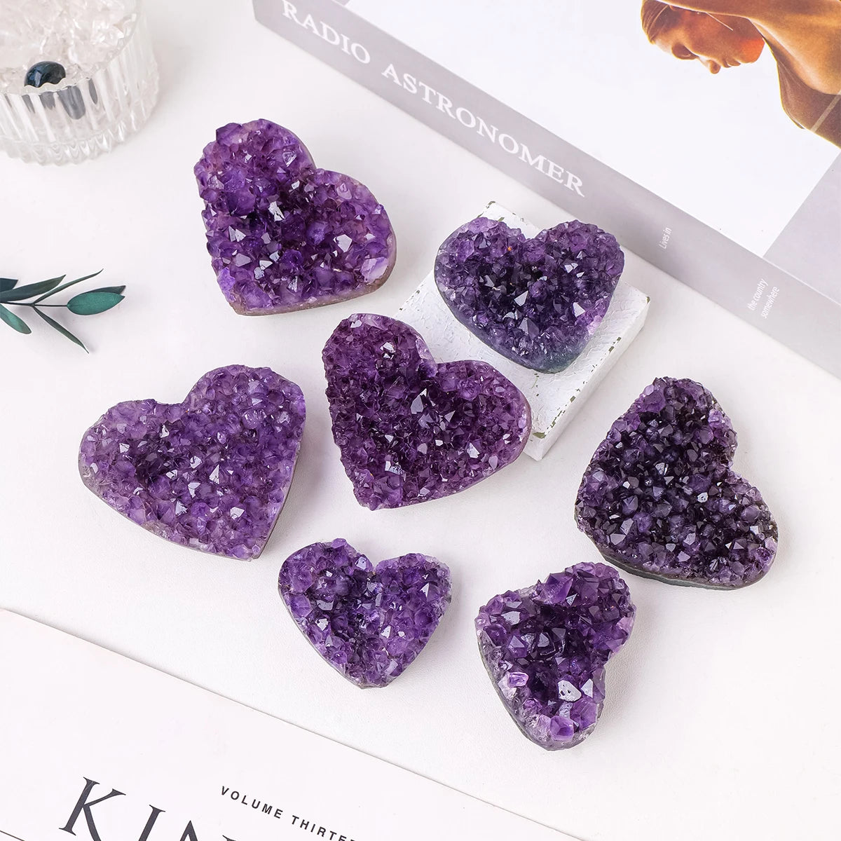 1pc Natural Raw Amethyst Quartz Purple Crystal Cluster Heart Healing Stones Specimen Home Decoration Crafts Decoration Ornamen