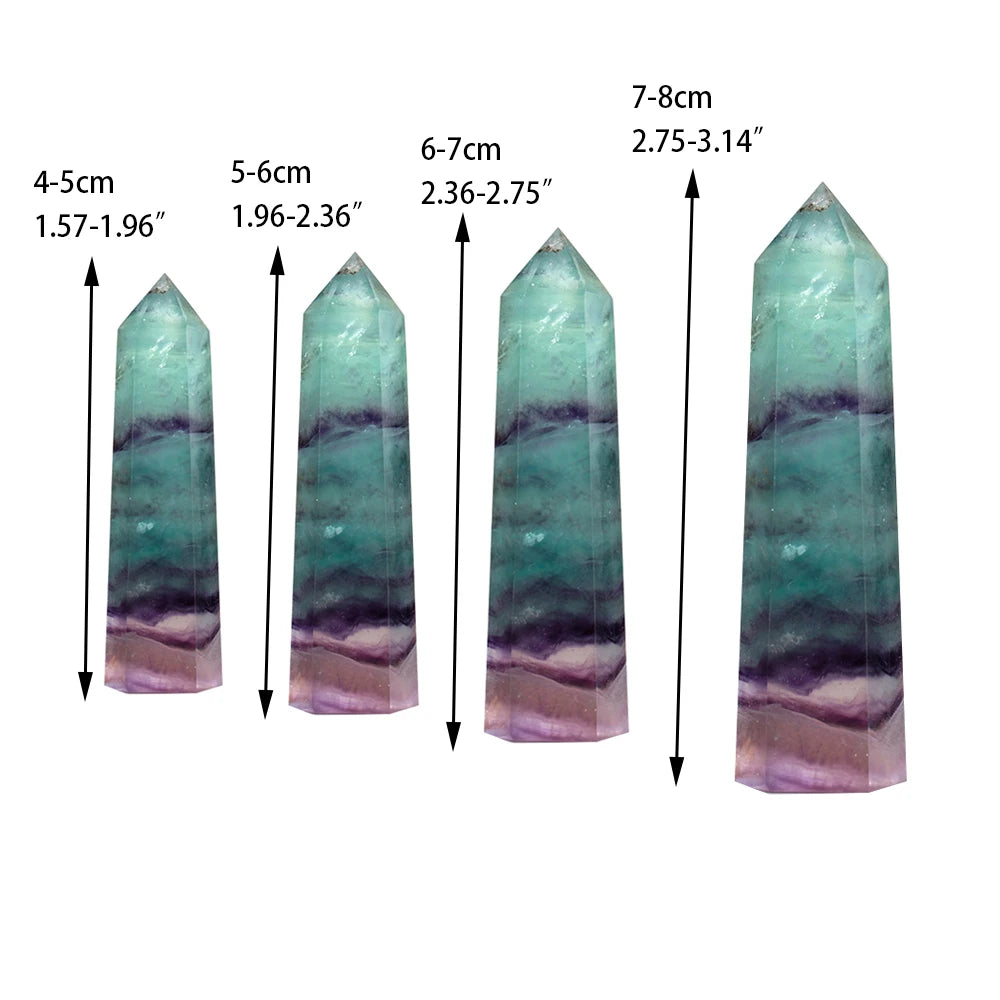 1PC Natural Stones crystal energy gem Rainbow Fluorite Crystal Tower Healing Quartz Ore Mineral Obelisk Home Ornaments