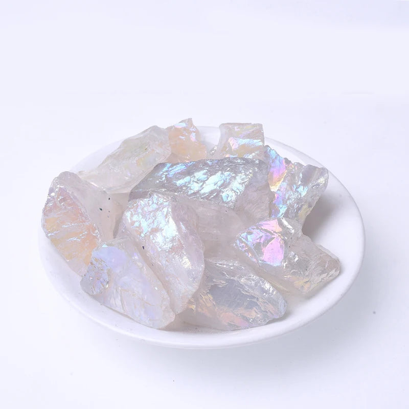 50G/Bag 2-3pcs Natural White Crystal Clear Quartz Aura Colorful Raw Stone Unpolished Healing Gemstone