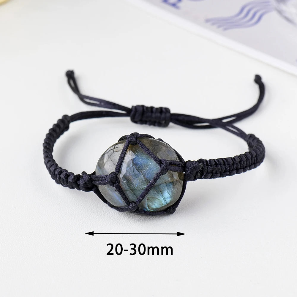 Hand woven Flowing Flash Natural Gemstones Labradorite Crystal Bracelet Healing Anxiety Jewellery Mandala  Meditation Bracelet