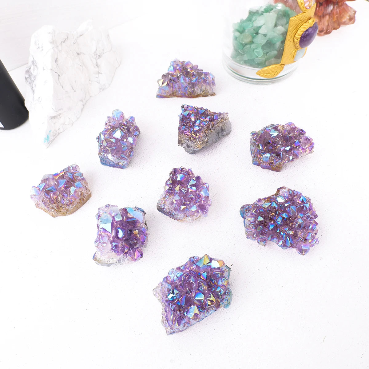 1PC Electroplate Amethyst Cluster Natural Raw Amethyst Geode Rock Crystal Healing Stones Witchcraft Gemstone Specimen