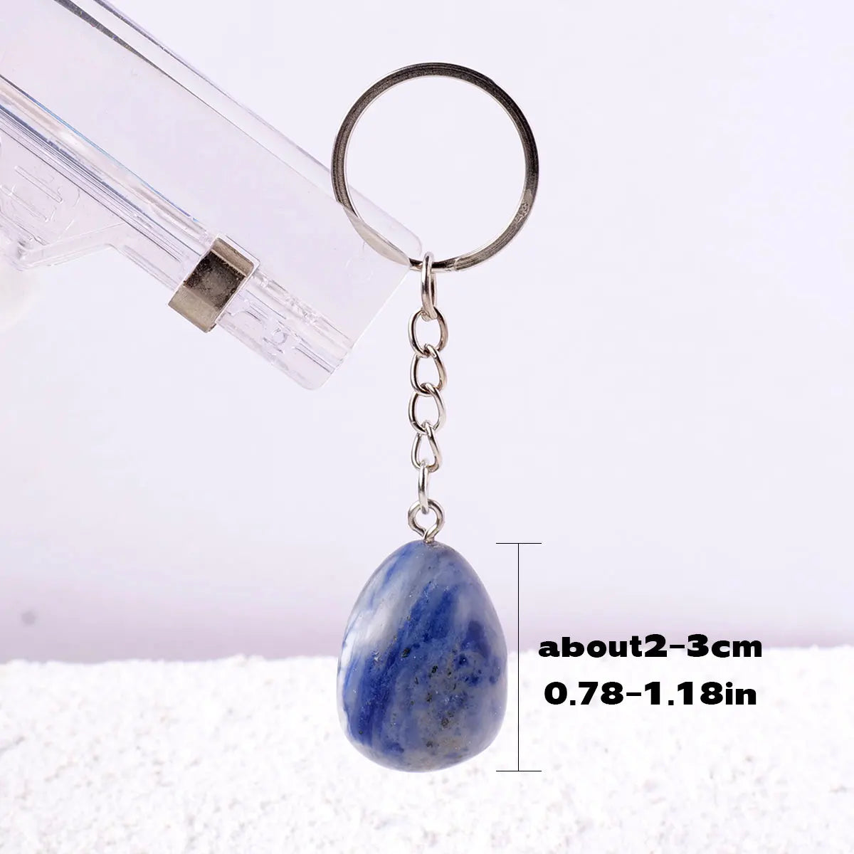 1PC Natural Gem Stone Keychains Clear Quartz Rolling Stones Amethyst Key Chain For DIY Car Key Rings Chains