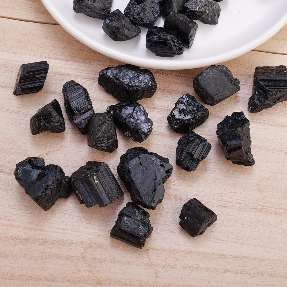 50g/bag Natural Black Tourmaline Jet Stones Raw Ore Irregular Crystals Mineral Specimen Eliminate Magnetism