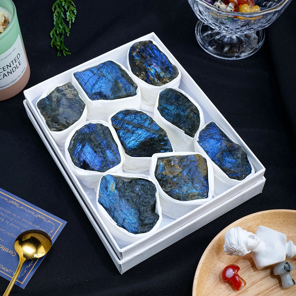 9pcs/set Natural Quartz Raw Stone Energy Collection Box Crystal Specimen Geography Teaching Decoration Gift