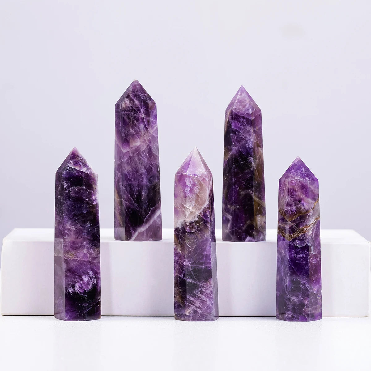 1PCS Dream Amethyst Natural Crystal Towers Healing Crystal Wand / 6 Faceted Chakra Crystal Point Reiki Meditation Therapy