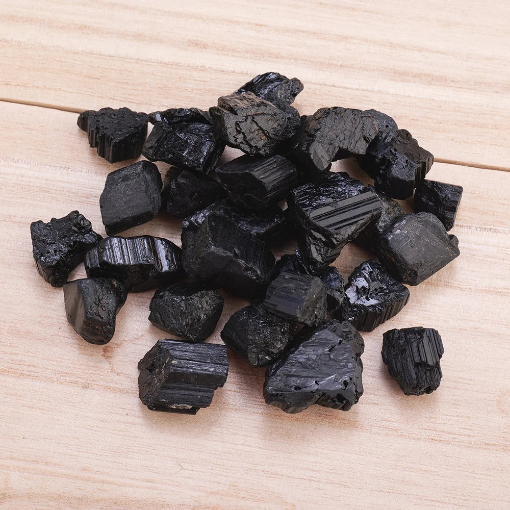 50g/bag Natural Black Tourmaline Jet Stones Raw Ore Irregular Crystals Mineral Specimen Eliminate Magnetism